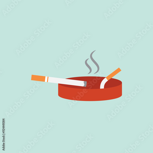 Ashtray with extinguished cigarettes. Smoke from an extinguished cigarette. A day without tobacco. Smoking harm concept