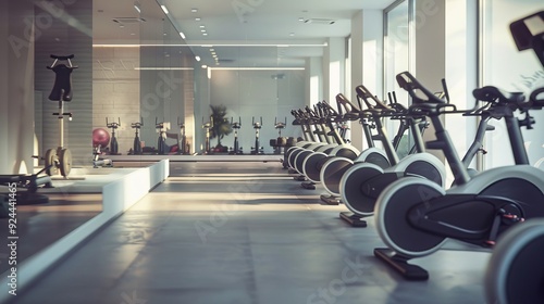 Modern Gym Interior with Spin Bikes for Fitness Enthusiasts