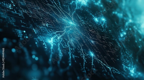 A digital art piece showing a holographic display where veins of information are breaking apart, symbolizing data loss