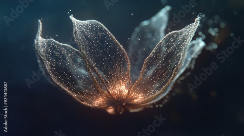 Wallpaper Mural A 3D rendering of a seed pod bursting open, with veins of light representing seeds dispersing into the air Torontodigital.ca