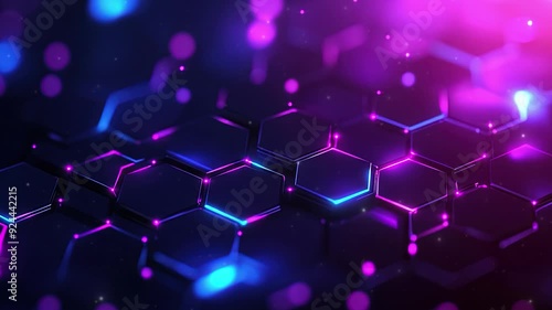 Wallpaper Mural Abstract purple and blue background with a hexagon pattern for technology. Abstract futuristic geometric tech. Technology, science or business concept. Futuristic geometric pattern. Copy space area Torontodigital.ca