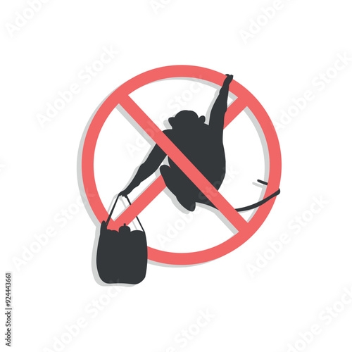Sign of a monkey stealing food. Monkey Ban