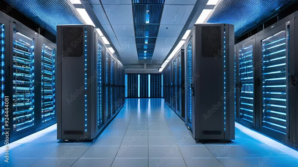 State-of-the-Art Server Rack with LED Indicators and Fiber-Optic Connectivity State-of-the-Art Server Rack with LED Indicators and Fiber-Optic Connectivity