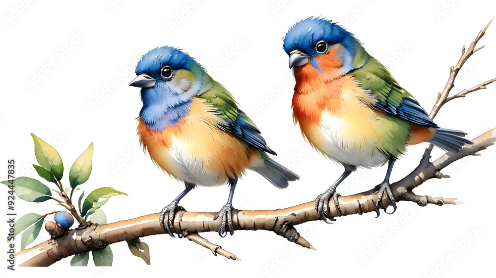 Obraz premium birds on a branch of tree