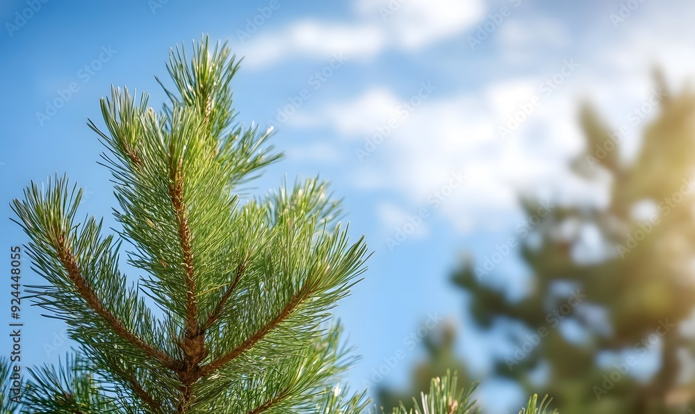 A pine tree with green leaves, Generative AI A pine tree with green leaves, Generative AI