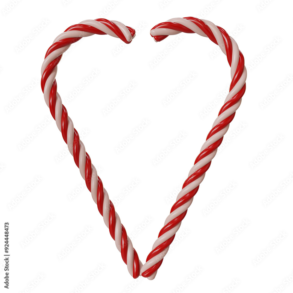 Fototapeta premium Christmas realistic candy cane 3d rendered icon on transparent background