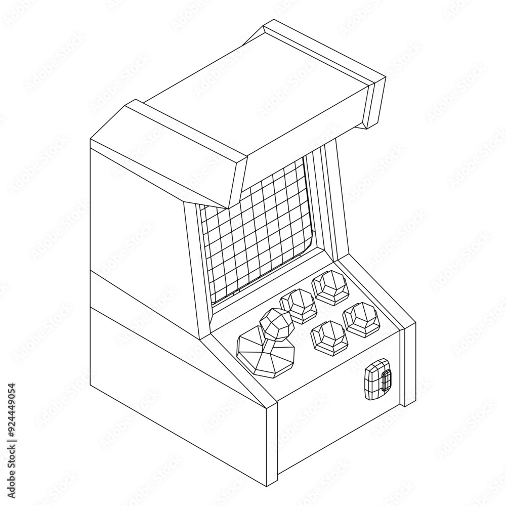 Arcade retro game machine. Wireframe low poly mesh vector illustration. Arcade retro game machine. Wireframe low poly mesh vector illustration.
