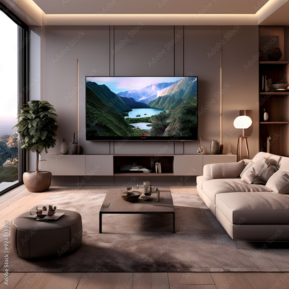 modern living room with sofas and tv modern living room with sofas and tv