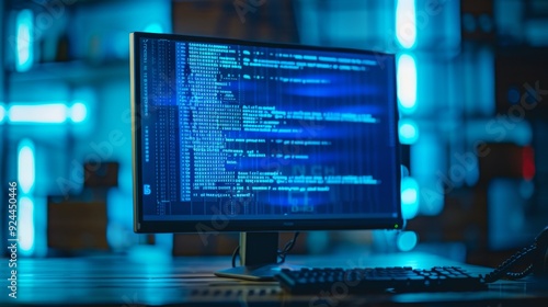 Wallpaper Mural Blue Code: A Close-Up of a Computer Screen with Code Torontodigital.ca