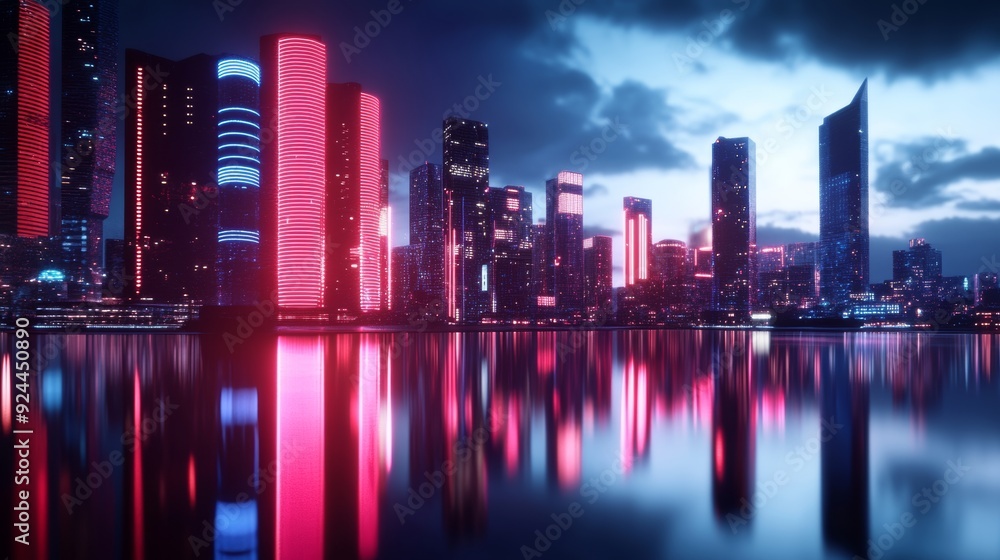 Fototapeta premium Futuristic cyberpunk cityscape