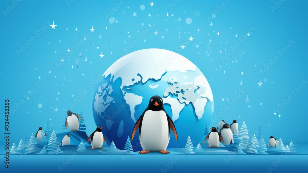 Naklejka premium generated illustration of Celebrate World Penguin Day on April 25