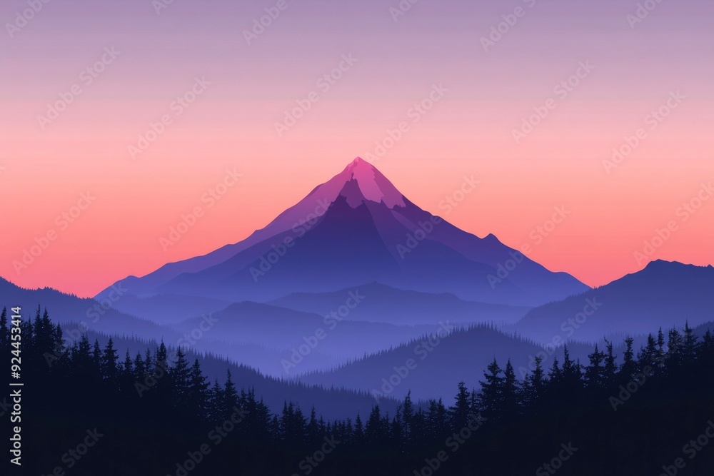 Fototapeta premium Silhouette of a Mountain Range at Dusk