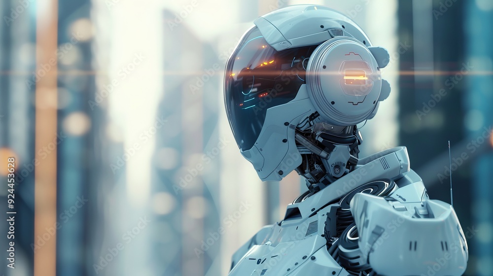 Futuristic Robot in a Cityscape: A Vision of Tomorrow Futuristic Robot in a Cityscape: A Vision of Tomorrow