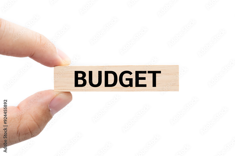Text BUDGET on wooden block with Clipping path isolate on white background. Financial and business concept. Budget planning concept. Text BUDGET on wooden block with Clipping path isolate on white background. Financial and business concept. Budget planning concept.
