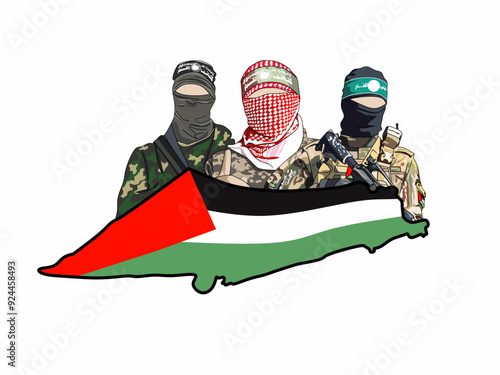 vector design illustration, Palestinian liberation fighters
