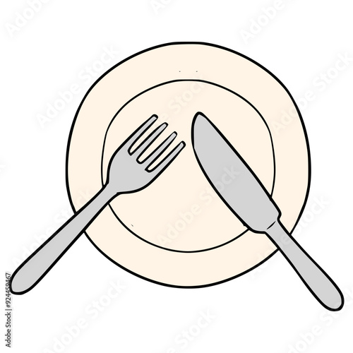  table plate manner "pause" illustration hand drawn isolated vector