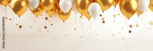 Golden Star Balloons on a Light Background: A Celebration of Festive Joy and AI-Generated Artistic Elegance for Modern Decor and Digital Wallpapers.