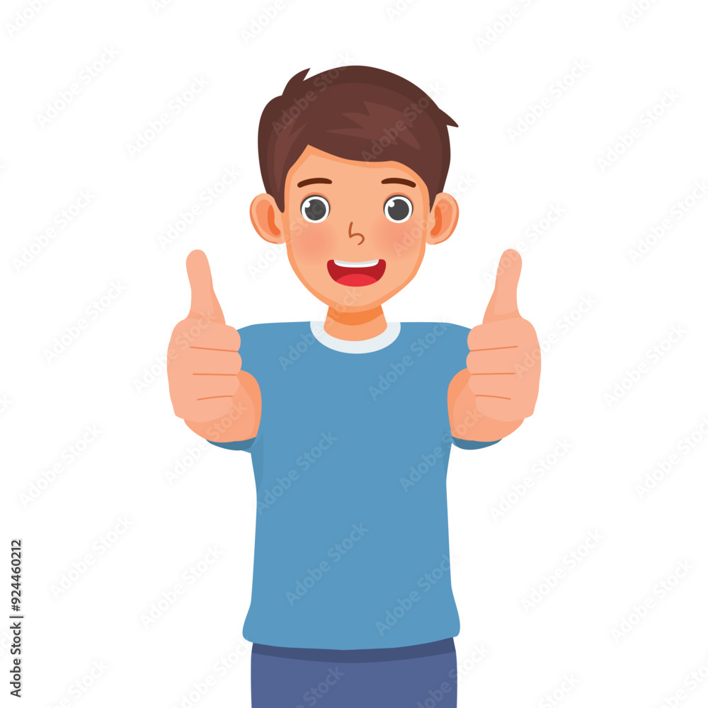 Young man giving thumbs up and positive feedback approval looking confident smiling expression Young man giving thumbs up and positive feedback approval looking confident smiling expression