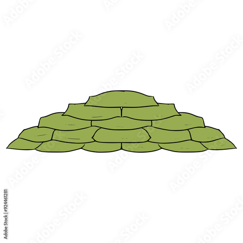 sandbag barricade illustration hand drawn isolated vector