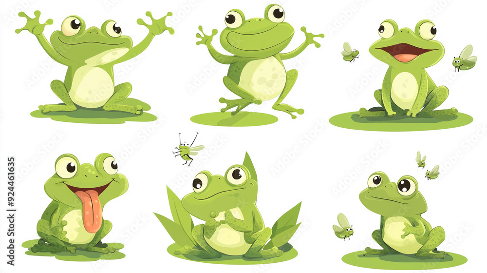 Fototapeta premium Cute frog characters set.