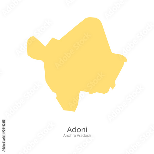 Vector illustration map of Adoni city, Andhra Pradesh state of India.
