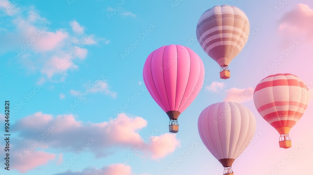 Obraz premium Whimsical hot air balloons in a pastel sky