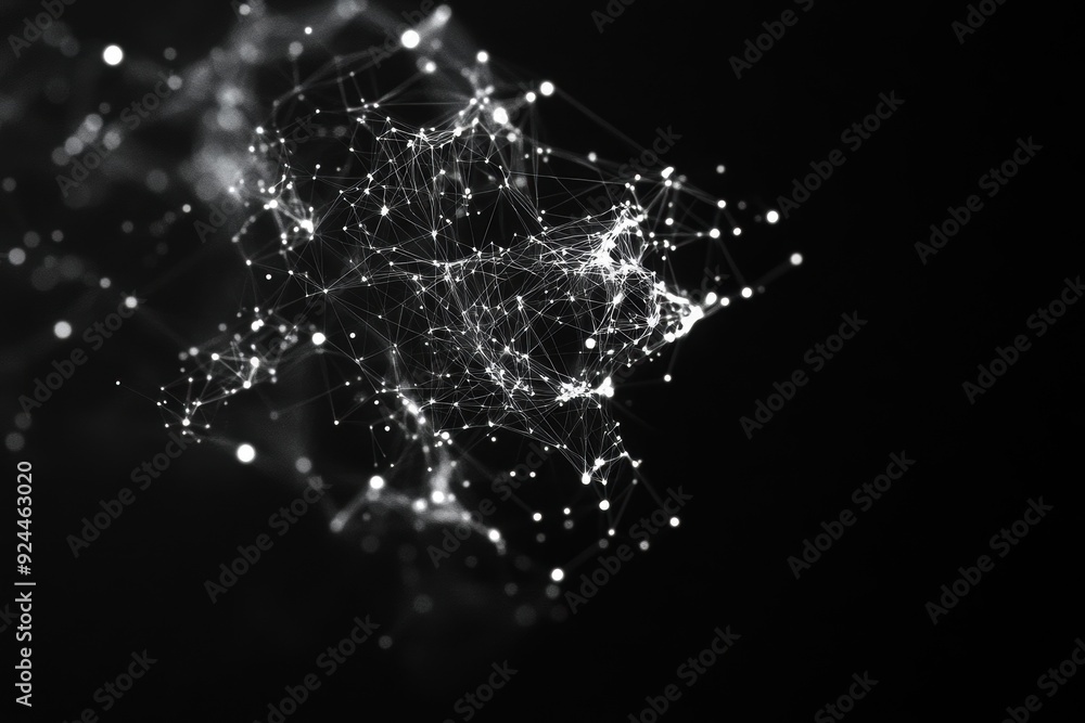 Obraz premium A monochrome graph features an angular network with axis lines sharply intersecting.