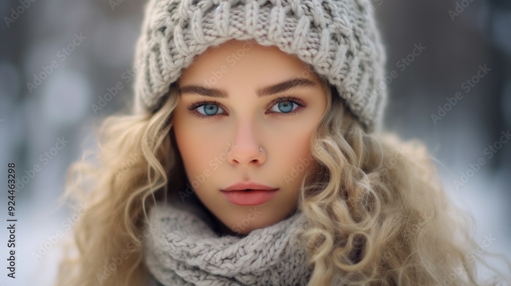 Portrait of a Beautiful Woman in Winter Portrait of a Beautiful Woman in Winter