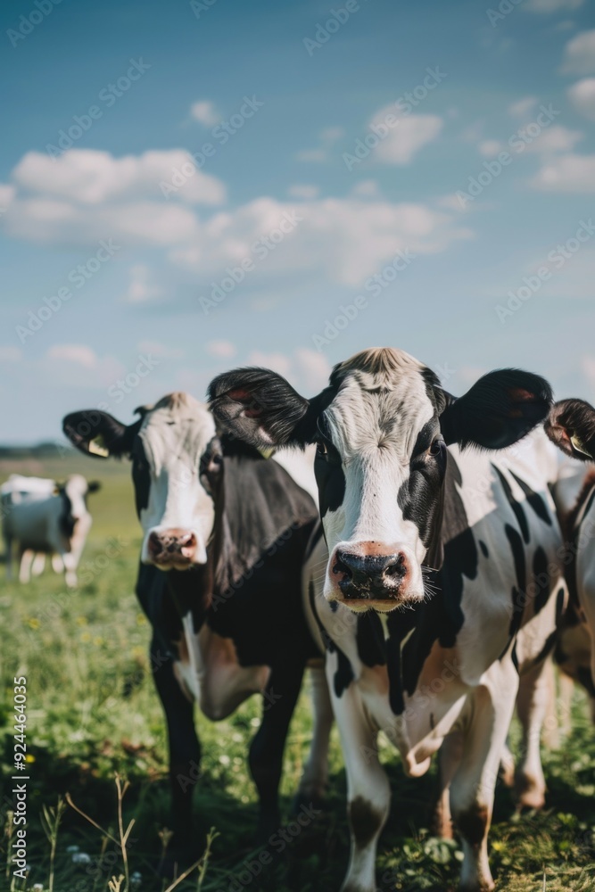 A peaceful scene with a herd of cows enjoying the lush green grass, ideal for rural or countryside-themed designs A peaceful scene with a herd of cows enjoying the lush green grass, ideal for rural or countryside-themed designs