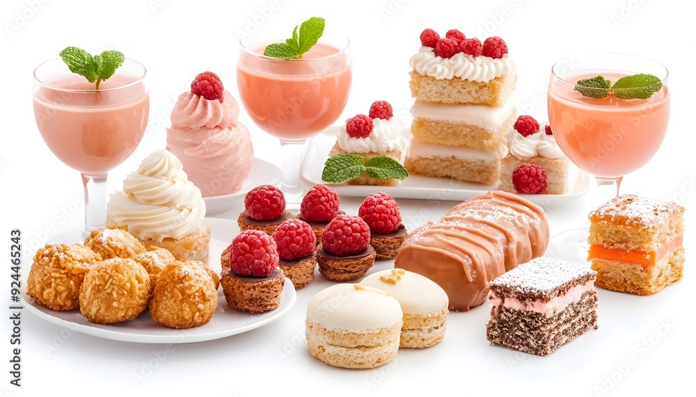Assortment of Delectable New Year s Treats on White Background Assortment of Delectable New Year s Treats on White Background