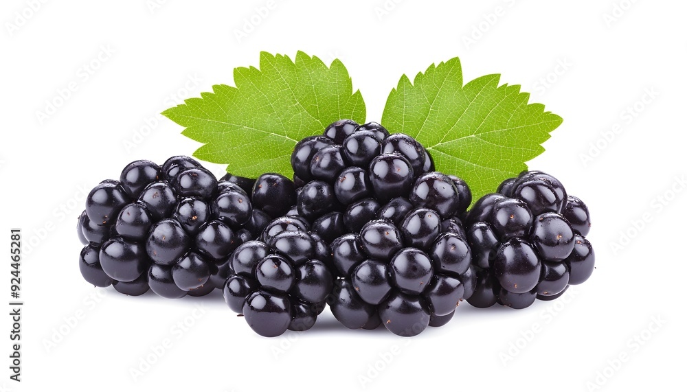 Succulent Blackberry Bunches On White Background Succulent Blackberry Bunches On White Background