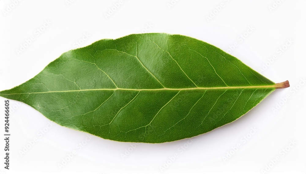 Obraz premium Top View of Fresh Green Bay Leaves: Isolated on White Background