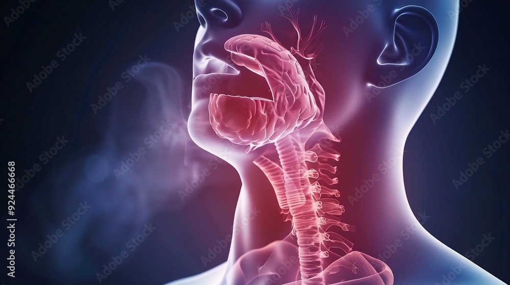 Sore Throat Symptom: Hoarseness in Adult with Hand to Throat, Communicating Difficulty, Illness Expression Sore Throat Symptom: Hoarseness in Adult with Hand to Throat, Communicating Difficulty, Illness Expression