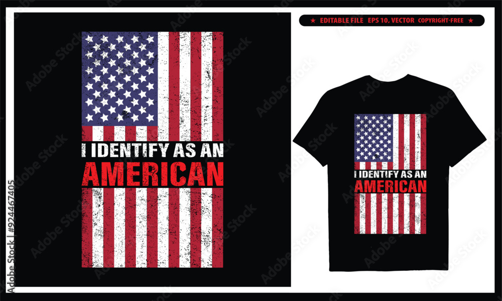 I Identify As An American T-shirt Vector Design, USA Patriotic T-shirt Gifts For Dad American Flag Shirt I Identify As An American T-shirt Vector Design, USA Patriotic T-shirt Gifts For Dad American Flag Shirt