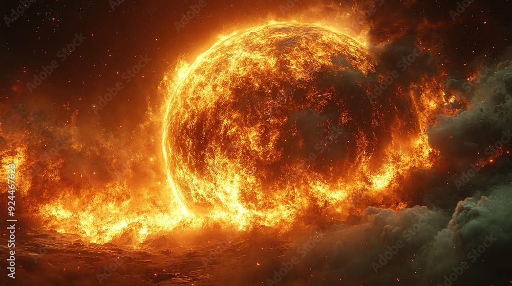 A Blazing Planet Surrounded by Fire and Smoke A Blazing Planet Surrounded by Fire and Smoke