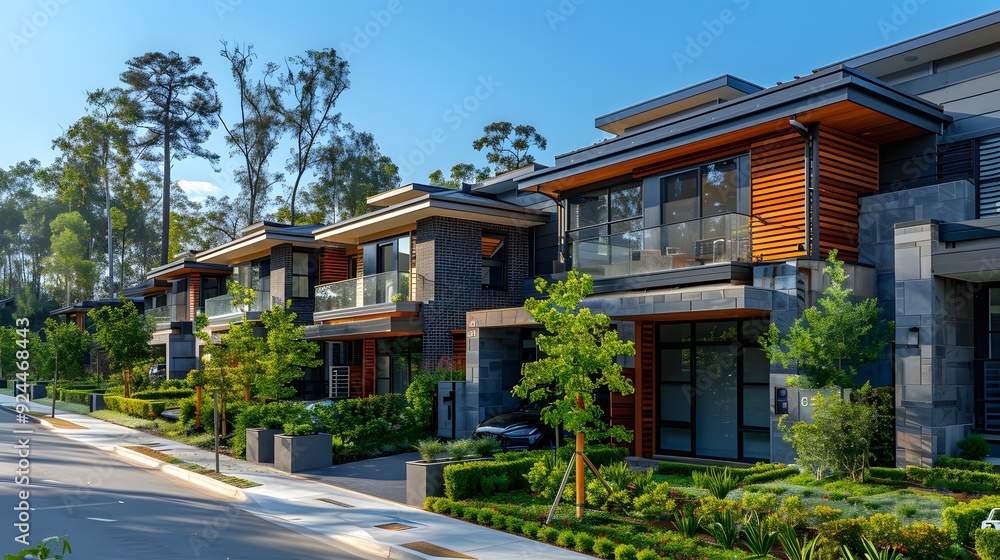 EV in a Modern Suburb: An electric vehicle driving through a modern suburb, with smart homes and well-maintained streets. EV in a Modern Suburb: An electric vehicle driving through a modern suburb, with smart homes and well-maintained streets.