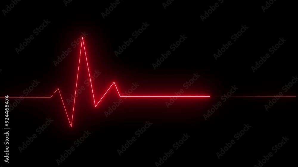 Graphic neon style heartbeat, palpitations. Concept: Medicine, health care, doctors.red heart beat Graphic neon style heartbeat, palpitations. Concept: Medicine, health care, doctors.red heart beat