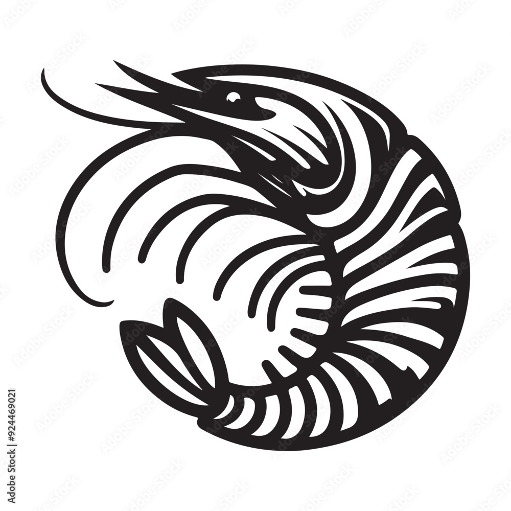 Shrimp Silhouette Vector. This is an editable and printable vector Shrimp Silhouette Vector. This is an editable and printable vector