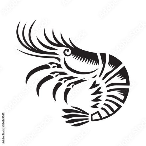 Shrimp Silhouette Vector. This is an editable and printable vector