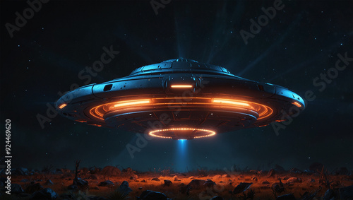 Image of a UFO landing on earth, AI generated 7