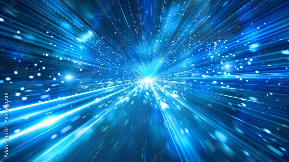 Naklejka premium Blue digital cyberspace and digital data network connection concept. High speed internet digital data transfer. Future technology digital abstract background concept.