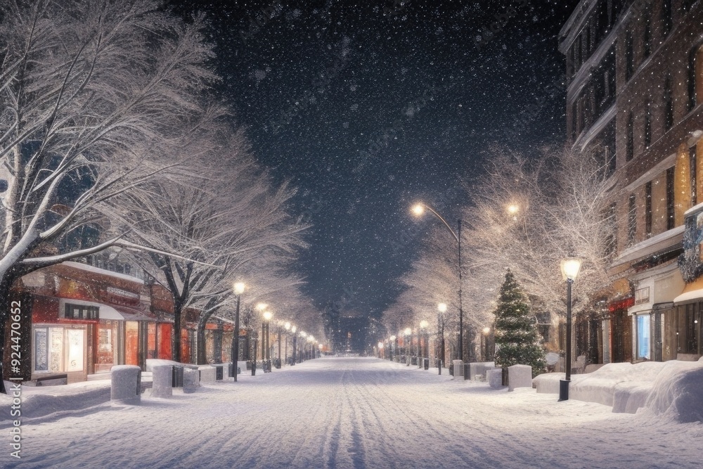 Empty snowy Christmas city Empty snowy Christmas city