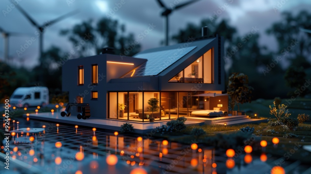 3d design of a smart eco house. 3d design of a smart eco house.