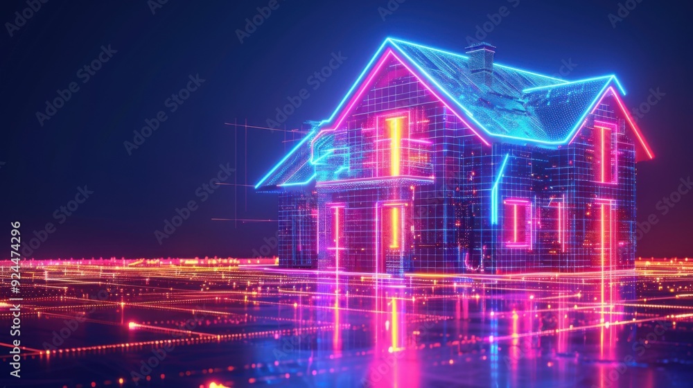 3d design of a smart eco house. 3d design of a smart eco house.