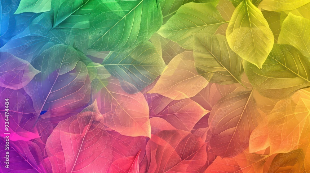 Fototapeta premium Rainbow Leaves: A Vibrant Abstract