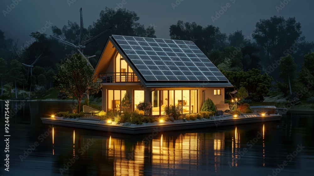 Fototapeta premium 3d design of a smart eco house.