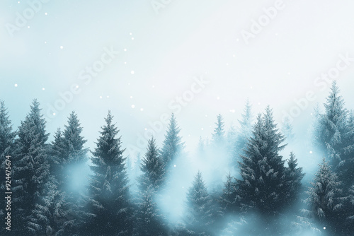 Wallpaper Mural Snow-covered evergreen trees shrouded in mist, with a soft focus creating a dreamy, ethereal winter landscape that conveys calm and stillness. Torontodigital.ca