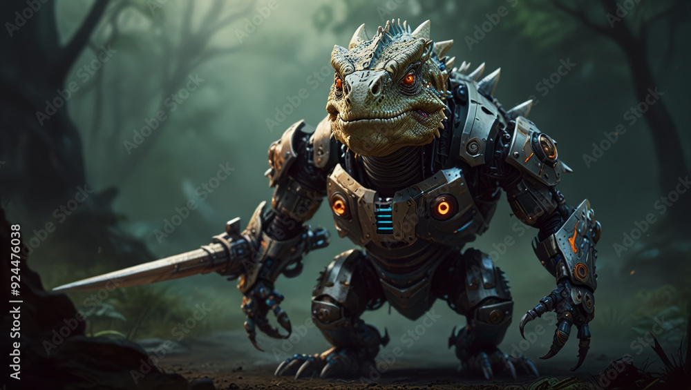 monster lizard warrior robot illustration monster lizard warrior robot illustration