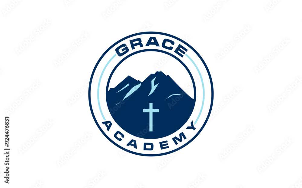 Mountain Church emblem logo design Mountain Church emblem logo design
