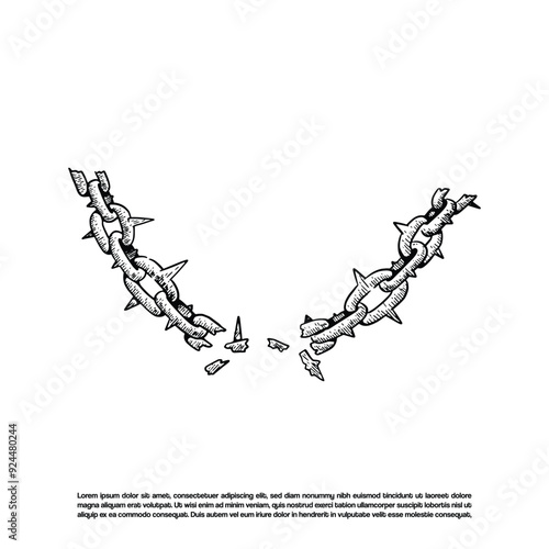 hand drawn broken chain vector sketch art